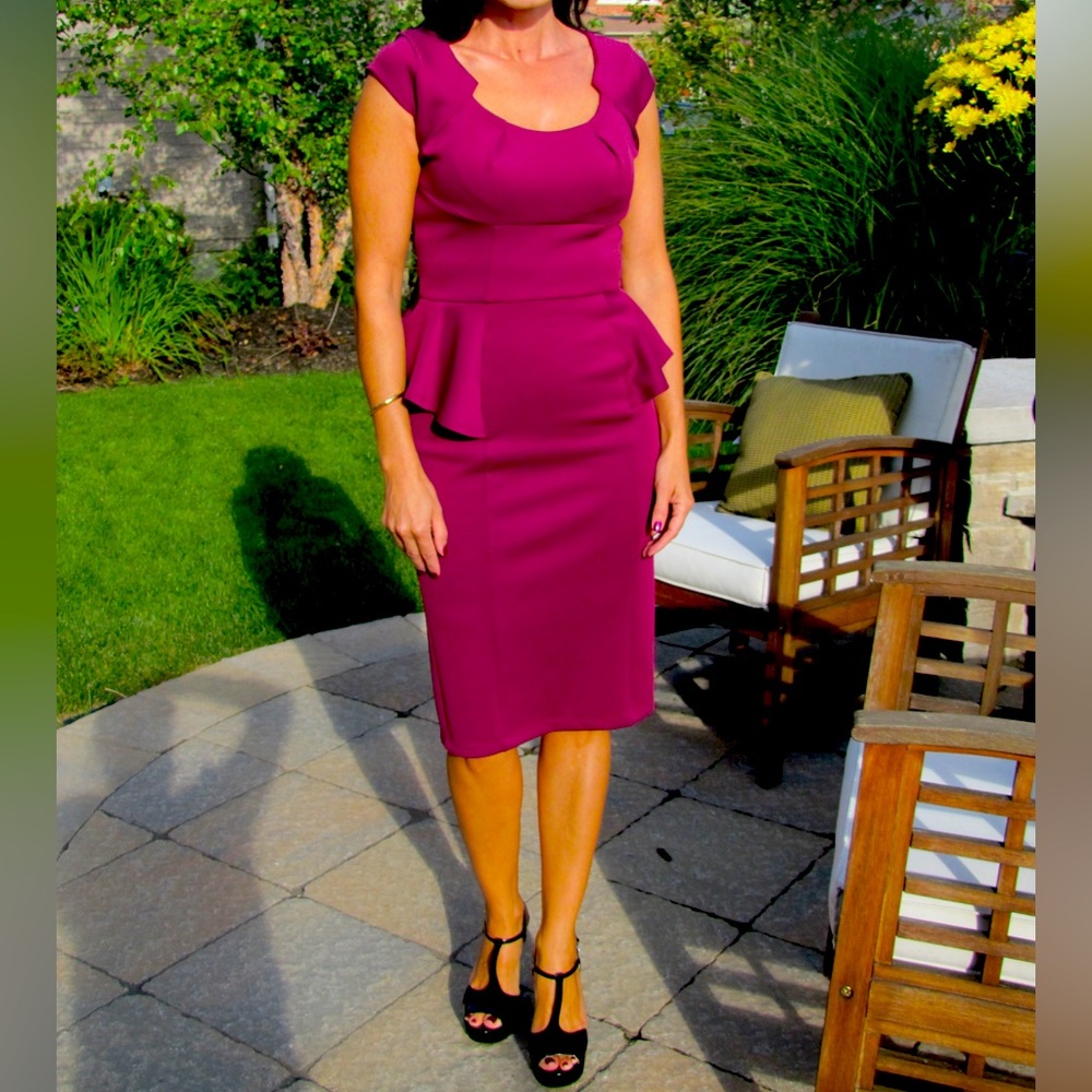 Deep Pink Dorothy Perkins Body Con Midi Cocktail Dress